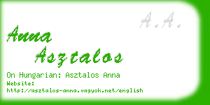 anna asztalos business card